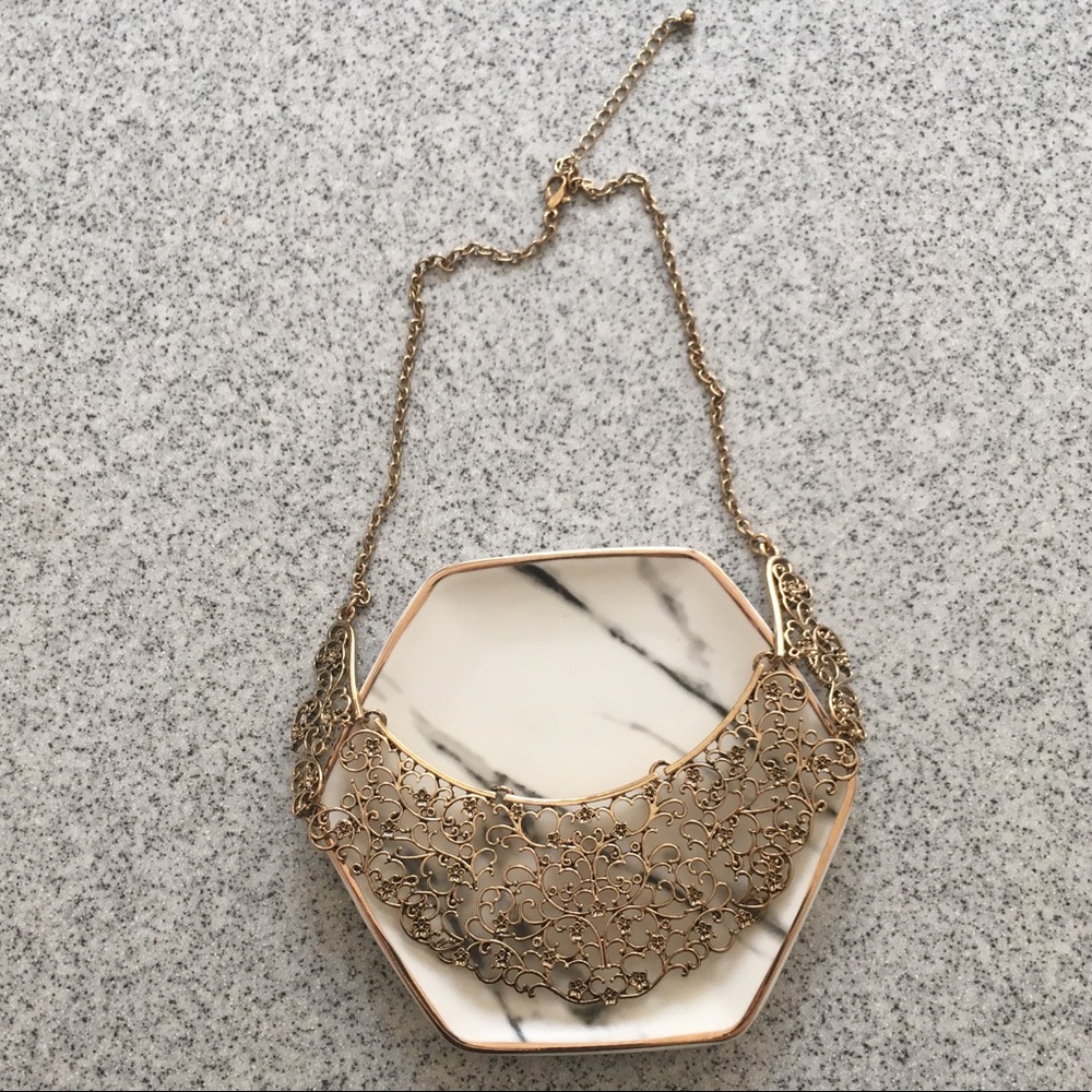 Gold Embroidery Statement Necklace